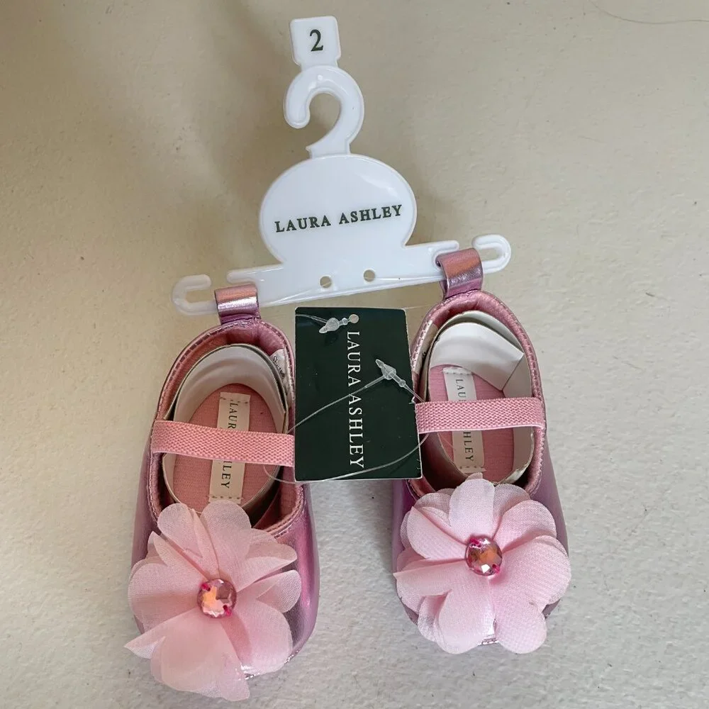 Laura Ashley Pink Baby Ballet Shoes Size 2
